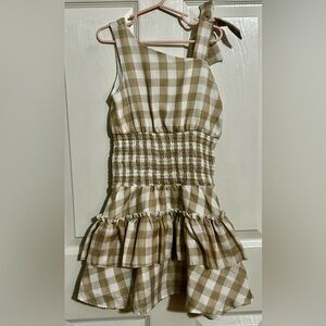 Rare Editions Brown and White Gingham Dress